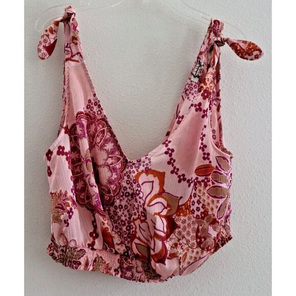 Free People OB1338373 Women's Sz S Pink Weekend In Montauk Cropped Tank Top $60 - Picture 1 of 9